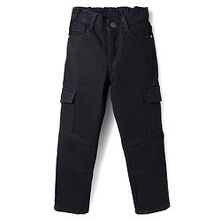 Pine Kids Denim Woven Full Length Washed Jeans - Black
