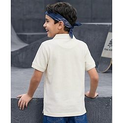 Pine Kids Cotton Knit Half Sleeves Solid Colour Polo T-Shirt - White