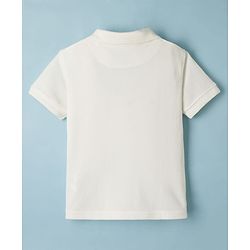 Pine Kids Cotton Knit Half Sleeves Solid Colour Polo T-Shirt - White