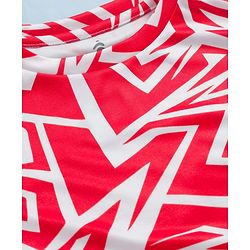 Pine Active Knit Half Sleeves T-Shirt with Abstract Print - Red & White