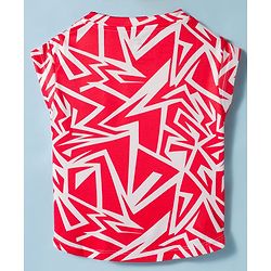 Pine Active Knit Half Sleeves T-Shirt with Abstract Print - Red & White