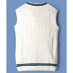 Pine Active Knit Sleeveless Woolen Sportswear Sweater With Cable Knit Design - White