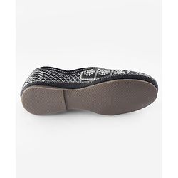 Pine Kids Slip On Mojaris  with Embroidery - Black & Gold