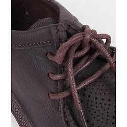 Pine Kids Formal Shoes With Lace Textured Design - Tan