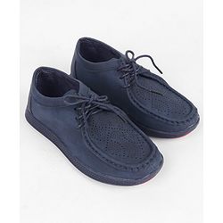 Pine Kids Formal Shoes With Lace Textured Design - Brown