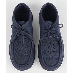 Pine Kids Formal Shoes With Lace Textured Design - Brown