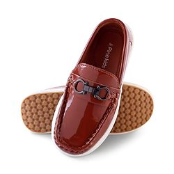 Pine Kids Solid Colour Loafer With 3D Applique - Brown
