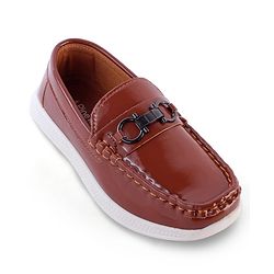 Pine Kids Solid Colour Loafer With 3D Applique - Brown