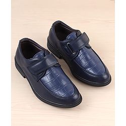 Pine Kids Velcro Closure Solid Oxfords - Navy Blue