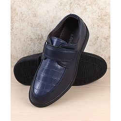 Pine Kids Velcro Closure Solid Oxfords - Navy Blue