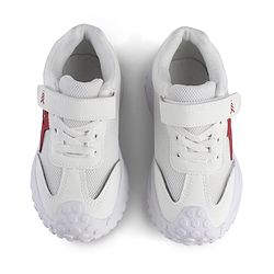 Pine Kids Solid Sneaker Shoes With Velcro Closure - White