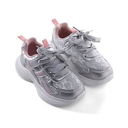 Pine Kids Lace Up Sneaker Shoes With Floral Embroidery - Pink