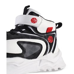Pine Kids Sneaker Shoes With Velcro Closure & Basket Ball Print - White