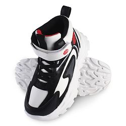 Pine Kids Sneaker Shoes With Velcro Closure & Basket Ball Print - White