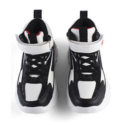Pine Kids Sneaker Shoes With Velcro Closure & Basket Ball Print - White
