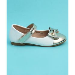 Pine Kids Velcro Closure Closed Toe Ballerina with Bow Applique - Golden