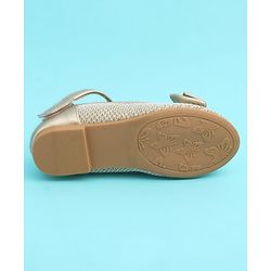 Pine Kids Velcro Closure Closed Toe Ballerina with Bow Applique - Golden