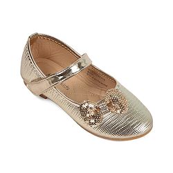 Pine Kids Velcro Closure Ballerina With Bow Applique - Golden