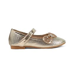 Pine Kids Velcro Closure Ballerina With Bow Applique - Golden