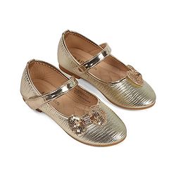 Pine Kids Velcro Closure Ballerina With Bow Applique - Golden