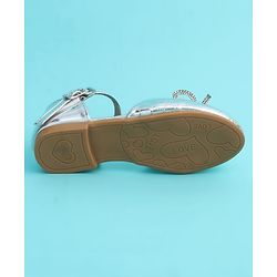 Pine Kids Buckle Closure Closed Toe Ballerina with Bow Applique - Silver
