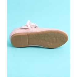 Pine Kids Velcro Closure Closed Toe Ballerina with Embroidery - Pink