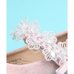 Pine Kids Velcro Closure Closed Toe Ballerina with Embroidery - Pink