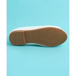 Pine Kids Slip On Closed Toe Ballerina with Bow Applique - White