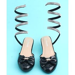 Pine Kids Slip On Ballerinas with Bow Applique - Black