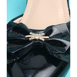 Pine Kids Slip On Ballerinas with Bow Applique - Black