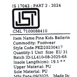 Pine Kids Slip On Ballerinas with Bow Applique - Black