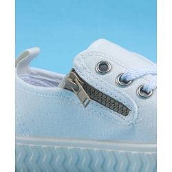 Pine Kids Lace Up Casual Shoes With Smiley Print - White