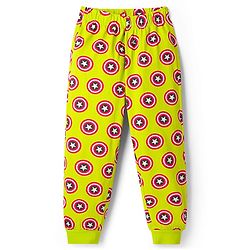 Pine Kids Marvel Single Jersey Knit Full Sleeves Night Suit With Captain America Graphics - Limegreen
