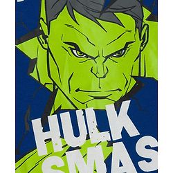 Pine Kids Single Jersey Knit Full Sleeves Night Suit With Hulk Graphics - Navy Blue & Green
