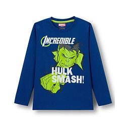 Pine Kids Single Jersey Knit Full Sleeves Night Suit With Hulk Graphics - Navy Blue & Green