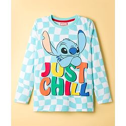 Pine Kids Disney Single Jersey Knit Full Sleeves Night Suit With Stitch Graphics - Light Blue