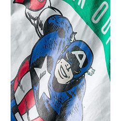 Pine Kids Marvel Single Jersey Knit Full Sleeves Night Suit with Captain America Graphic & Stripes - Green