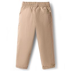 Pine Kids Cotton Elastane Woven Full Length Solid Trouser - Beige