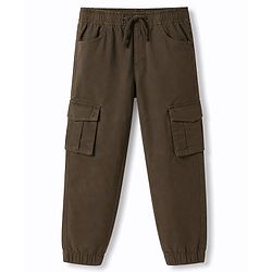 Pine Kids Cotton Elastane Woven Full Length Trouser With Cargo Pockets - Charcoal Grey
