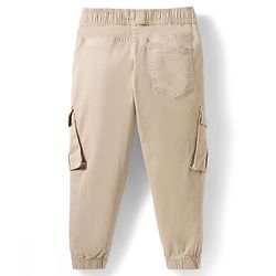 Pine Kids Cotton Elastane Woven Full Length Solid Trouser - Beige