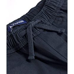 Pine Kids Cotton Elastane Woven Full Length Solid Color Trouser - Navy Blue