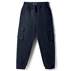 Pine Kids Cotton Elastane Woven Full Length Solid Color Trouser - Navy Blue