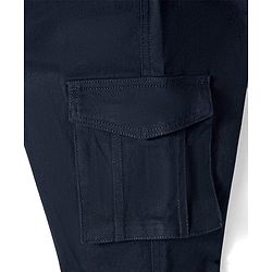 Pine Kids Cotton Elastane Woven Full Length Solid Color Trouser - Navy Blue