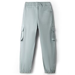Pine Kids Cotton Woven Full Length Solid Jogger With Cargo Pockets - Light Blue