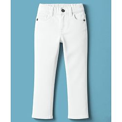Pine Kids Denim Woven Full Length Washed Jeans - White