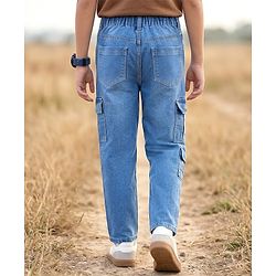 Pine Kids Woven Full Length Washed Denim Jeans - Blue
