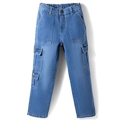 Pine Kids Woven Full Length Washed Denim Jeans - Blue