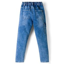 Pine Kids Denim Woven Full Length Solid Color Jeans with Cargo Pockets - Blue