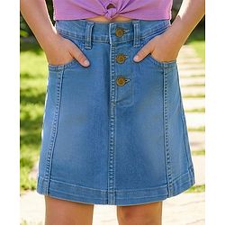 Pine Kids Above Knee Length Solid Color Skirt - Blue