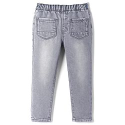 Pine Kids Denim Woven Full Length Jeans With Tiger Print - Grey
